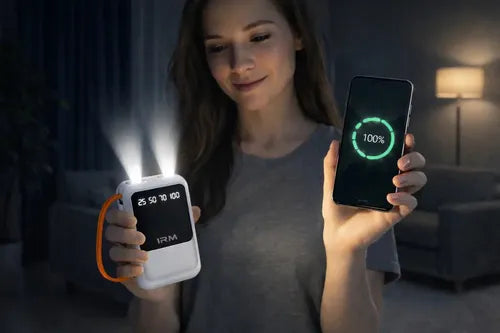 Power Bank Portátil Diegmark De 10000 Mah Con Carga Rápida 12w, Cables Integrados Y Linterna Led Negro/blanco