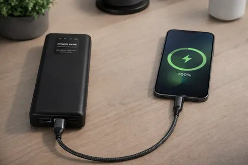 Power Bank 22000mah Carga Rápida Y22. Luz Led Y Cable 3 En 1 Negro