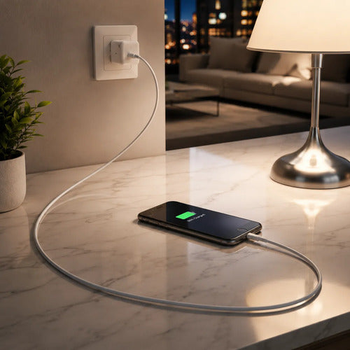 Cable Carga Rápida Usb-c A Usb-l Compatible Con iPhone 2mts Blanco