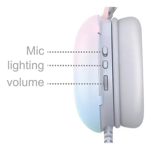 Auriculares Gamer Vincha Para Pc Onikuma X25 Con Micrófono Color Blanco Luz Arcoíris