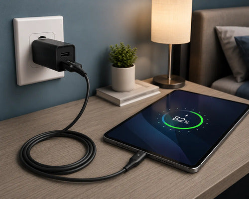 Cable Usb C 1m 120w Carga Rápida Alta Velocidad Para Android Negro