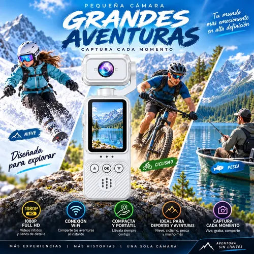 Cámara Deportiva Pocket 1080p Wifi Pantalla Antivibración