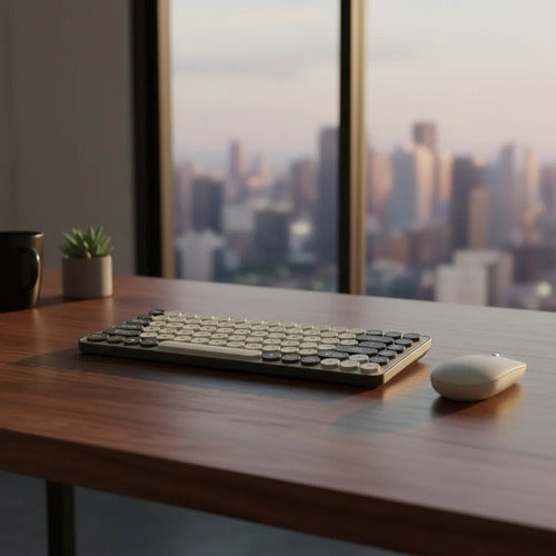Kit Teclado Y Mouse Inalámbricos Teclas Redondas Silencioso