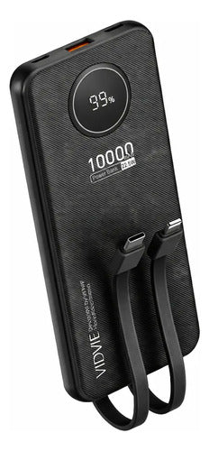 Powerbank 10000mah 22.5w Con Cables Compatible Con iPhone Negro