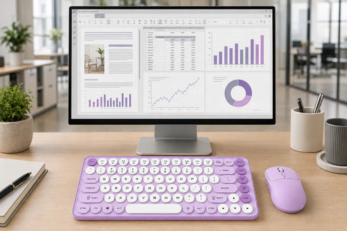 Kit Teclado Y Mouse Inalámbricos Teclas Redondas Silencioso