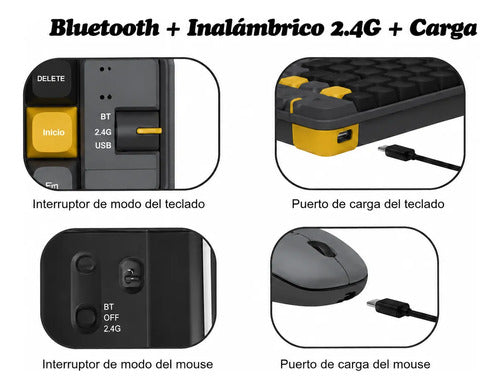 Kit Para Tablet De Teclado Y Mouse Gamer + Soporte Metálico Gris/negro Gris Oscuro