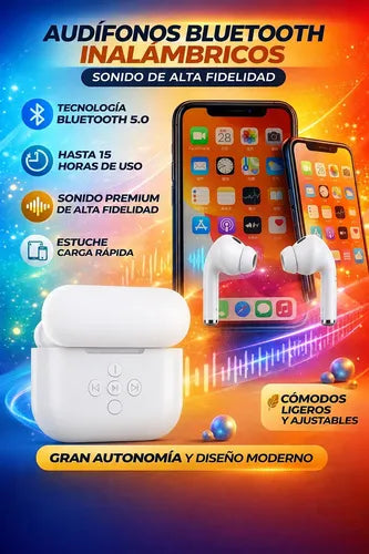 Audífonos Earbuds Para iPhone Y Androide Estuche De Carga Blanco