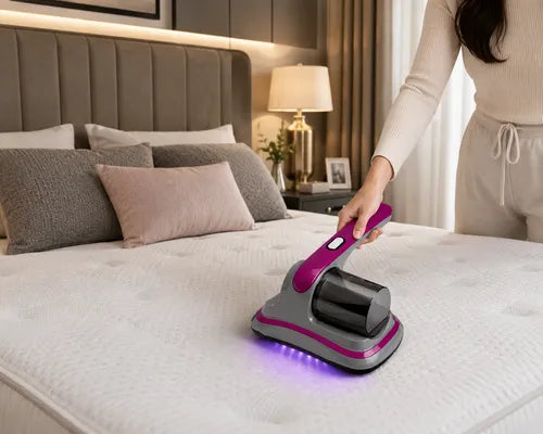 Aspiradora Potente Anti-ácaros Para Colchón Sofà Con Luz Uv Gris