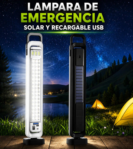 Lámpara Recargable 2400mah Solar + Usb 45w 51 Luces Led Blanco