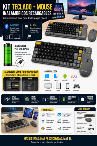 Kit Para Tablet De Teclado Y Mouse Gamer + Soporte Metálico Gris/negro Gris Oscuro