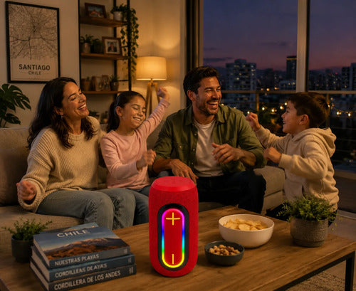 Parlante Inalámbrico Recargable Bs-27 Luz Rgb Sonido Potente Rojo