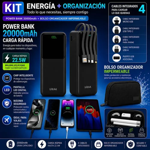 Kit Powerbank Rápido 20000mah 22.5w Universal + Bolso