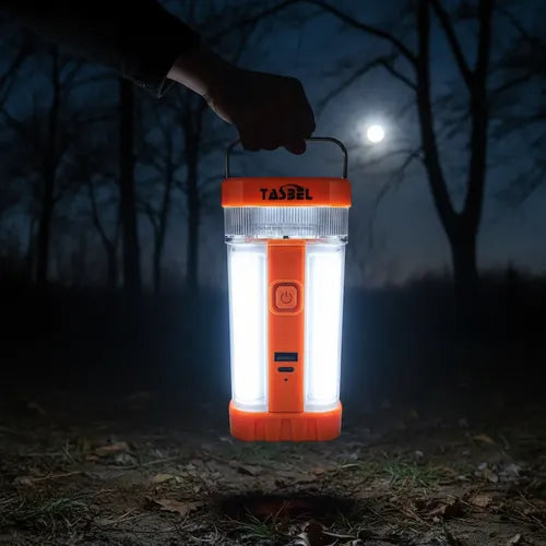 Lámpara Solar Led Camping Linterna Recargable Multifunción Naranja
