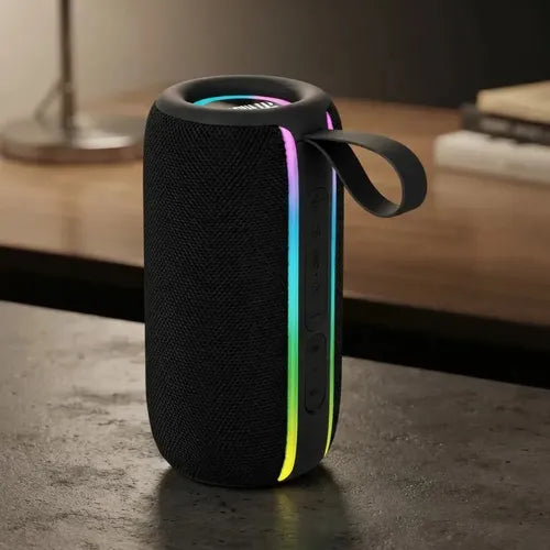 Parlante Portátil Bluetooth Musyl Em-3 Con Luces Led Y Radio Fm Para Fiestas Negro
