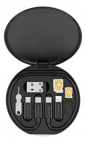 Kit De Cables 60w Carga Rápida Multifuncional Estuche Viaje Negro