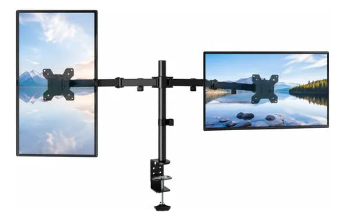 Soporte Doble Articulado Para 2 Monitores Vesa 14 A 32 PuLG Negro