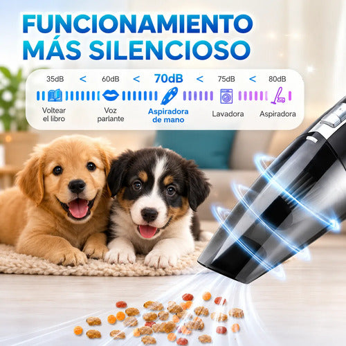 Aspiradora De Mano Inalámbrica 120w Para Auto Hogar Recargab Negro
