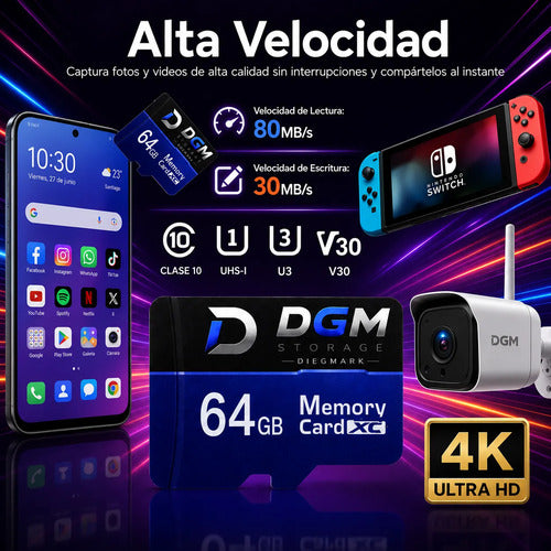 Tarjeta De Memoria Micro Sdxc 64gb Clase 10 Uhs-i U3 V30 4k