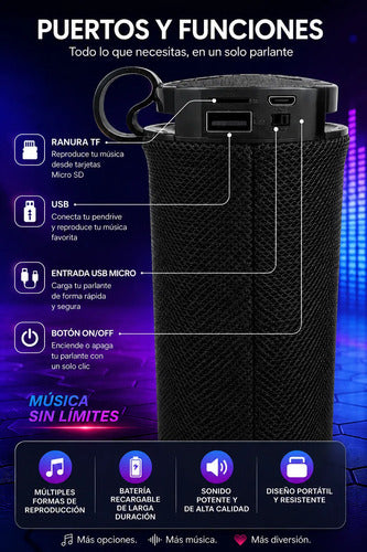 Parlante Bluetooth 5w Tws Usb Tf Radio Fm Batería Recargable Negro