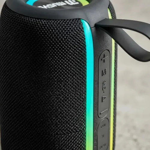 Parlante Portátil Bluetooth Musyl Em-3 Con Luces Led Y Radio Fm Para Fiestas Negro