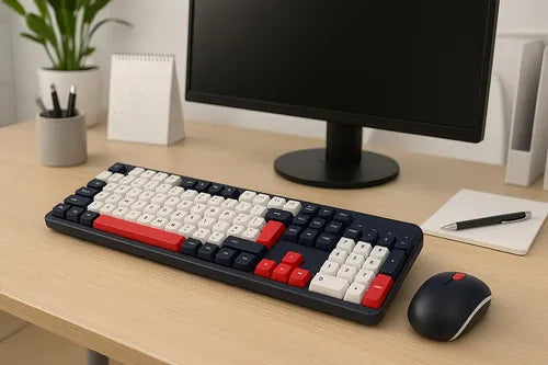 Kit Teclado Y Mouse Gamer Inalámbrico Para Pc, Celular Y Tablet Rojo Negro