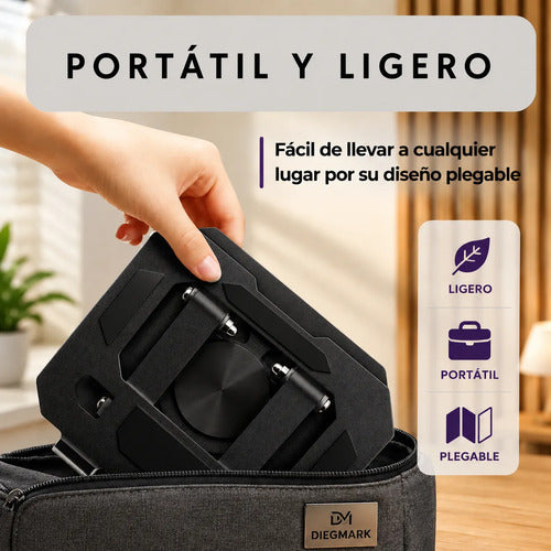Soporte Metálico Ajustable Plegable Para Tablet Y Celular Negro
