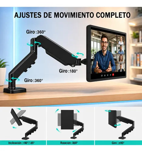 Soporte Monitor Articulado 17 A 32 Pulgadas Vesa Ajustable Negro