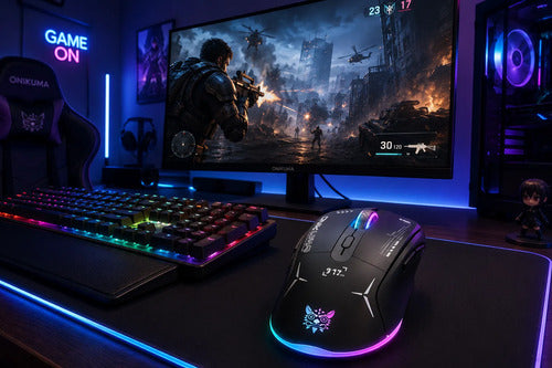 Mouse Gamer Inalámbrico Onikuma Rgb 2.4 Ghz 4800 Dpi Negro