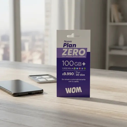 Chip Wom Plan Zero Incluye 100 Gb + 1000 Min Esim 3 En 1