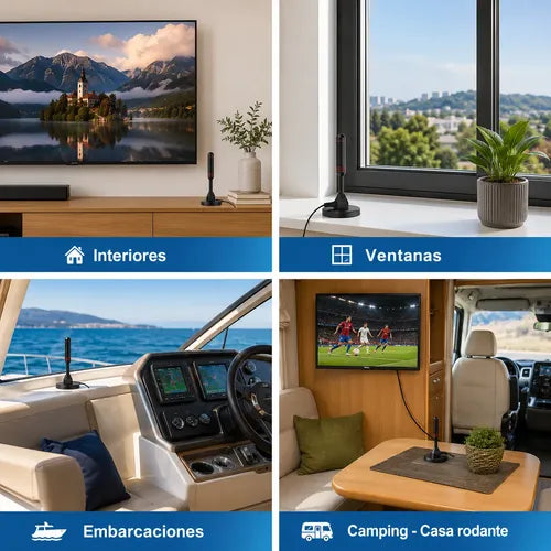 Antena Tv Digital Uhf 3.5 Dbi Base Magnética 3 Mts Int / Ext Negro