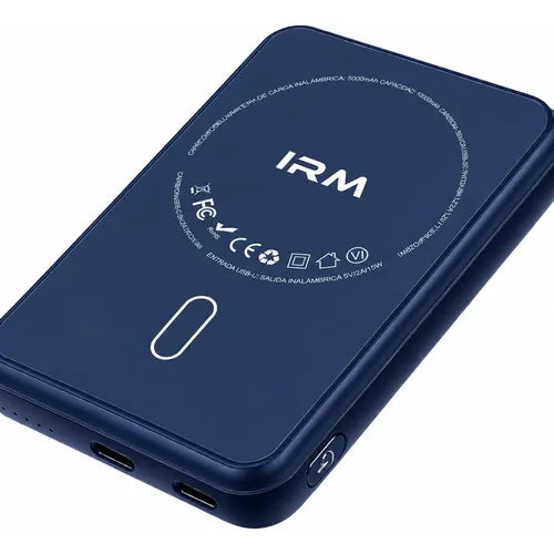 Kit Powerbank Magnético 5000mah Para iPhone Samsung + Bolso Azul/beige