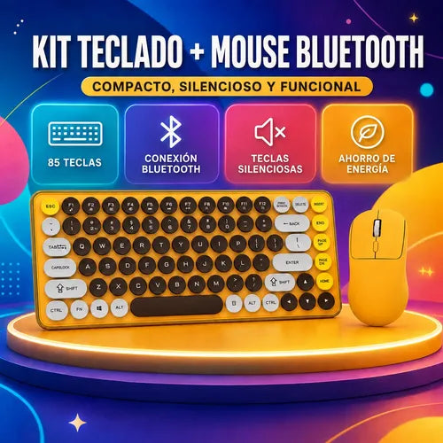 Kit Teclado Y Mouse Inalámbricos Teclas Redondas Silencioso