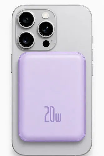 Power Bank Magnético Inalámbrico De Carga Rápida Para iPhone Y Android Violeta Claro