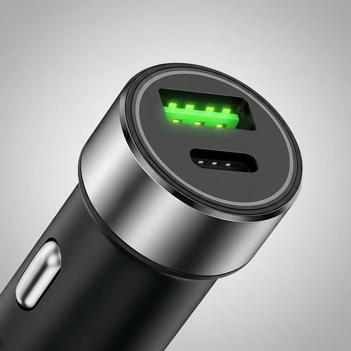 Cargador De Auto Rápido De 33w Con Usb-c Y Usb-a Para iPhone, Samsung Y Xiaomi Negro