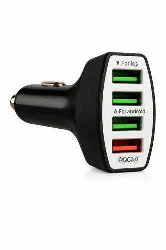 Cargador De Auto Diegmark De Carga Rápida Con 4 Puertos Usb-a Y Tecnología Qualcomm Quick Charge 3.0 Negro