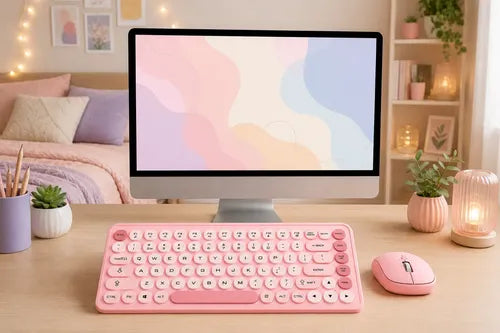 Kit Teclado Y Mouse Inalámbricos Teclas Redondas Silencioso