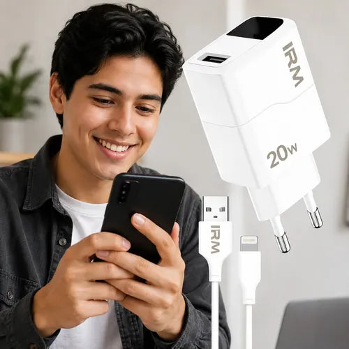 Cargador Rápido 20w Compatible Con iPhone Series 8 Al 14 Blanco
