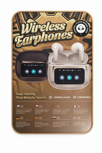 Audífonos Diegmark T41 Inalámbricos Tws Con Pantalla Táctil Y Estuche De Carga Digital Negro