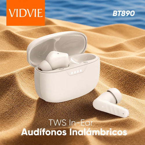 Audífonos Inalámbricos Tws Manos Libres Estuche De Carga Beige