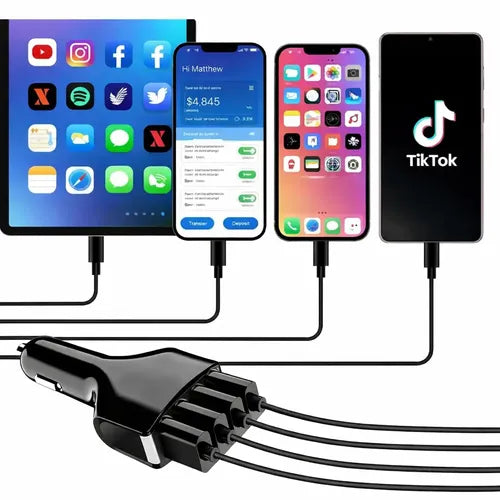 Cargador De Auto Diegmark De Carga Rápida Con 4 Puertos Usb-a Y Tecnología Qualcomm Quick Charge 3.0 Negro