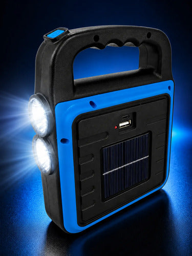 Lámpara Solar 48 Luz Led Mulfunciòn Recargable Usb Powerbank Negro/azul