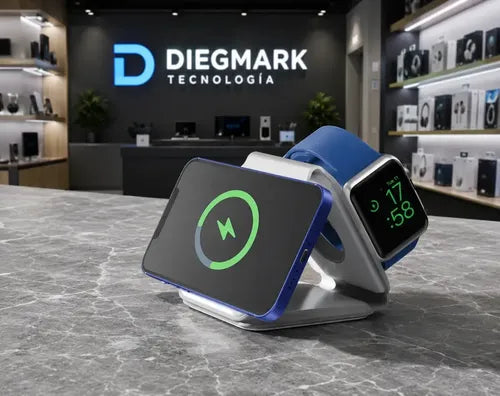 Cargador Inalámbrico Magnético 3 En 1, Plegable Y Portátil Compatible Con iPhone, Samsung Y Dispositivos Con Tecnología Qi Blanco