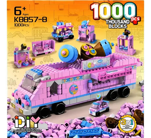Bus De Helados Bloques Armables 1000 Piezas 6 En 1 Niñas 1000 Bus Heladero