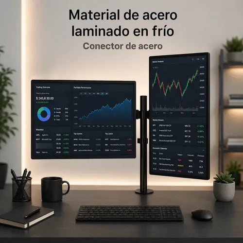 Soporte Doble Articulado Para 2 Monitores Vesa 14 A 32 PuLG Negro