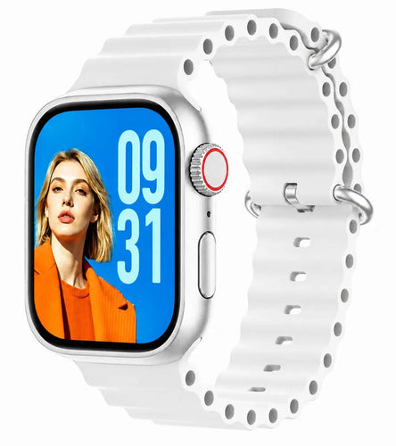 Smartwatch Diegmark W9-ultra Con Pantalla Hd Amoled Para Android E Ios, Color Blanco Plateado Deportivo