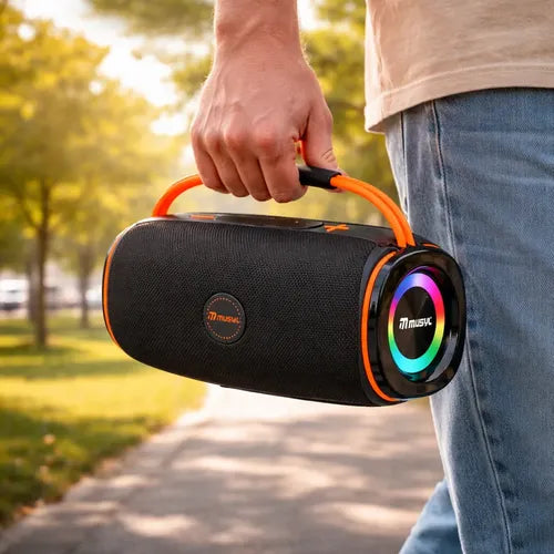 Parlante Bluetooth 10w Luces Rgb Recargable Radio Fm Tws Negro