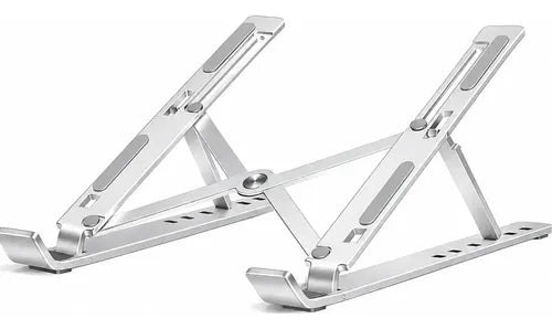 Soporte Plegable Para Laptop Diegmark Hc1532, De Aluminio Ajustable Con 7 Posiciones Plateado