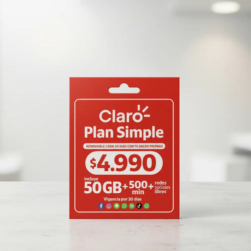 Chip Claro Prepago Plan Simple 50gb+500min Esim 3 En 1