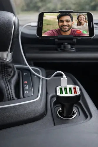 Cargador De Auto Diegmark De Carga Rápida Con 4 Puertos Usb-a Y Tecnología Qualcomm Quick Charge 3.0 Negro