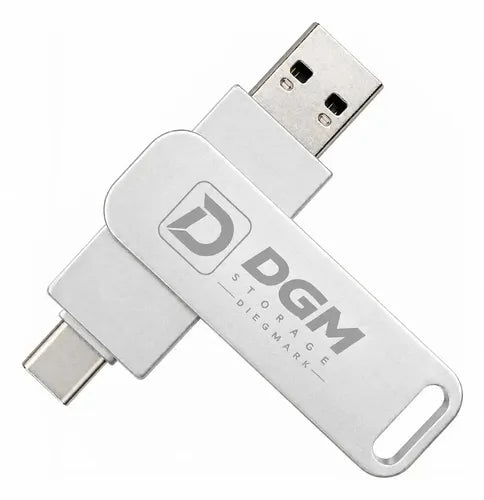 Pendrive Diegmark 64gb Usb C Y Usb A 3.0 Para Smartphone, Tablet Y Pc Plateado Otg